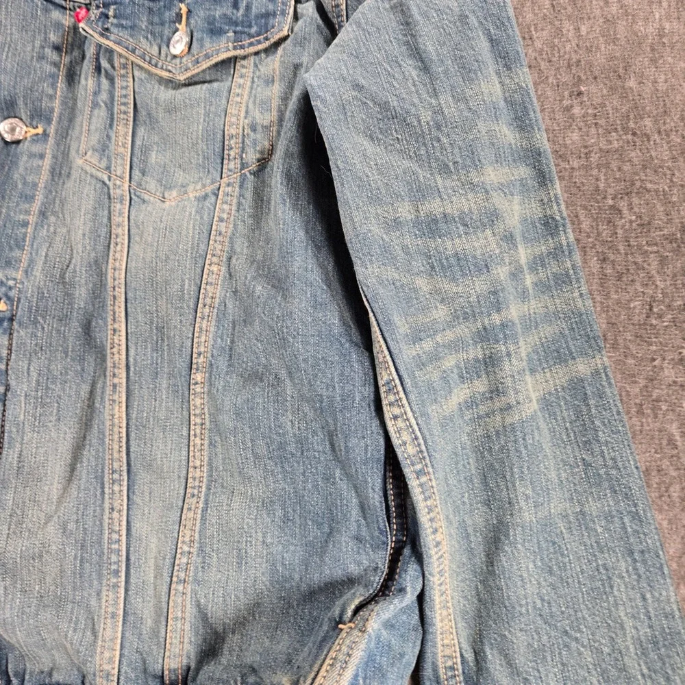 Vintage Y2K Levi's Denim Trucker Jacket Mens XXL Blue Button Up Distressed Faded - Picture 9 of 12